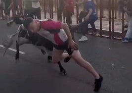 Momento en el que el astado alcanza al toro