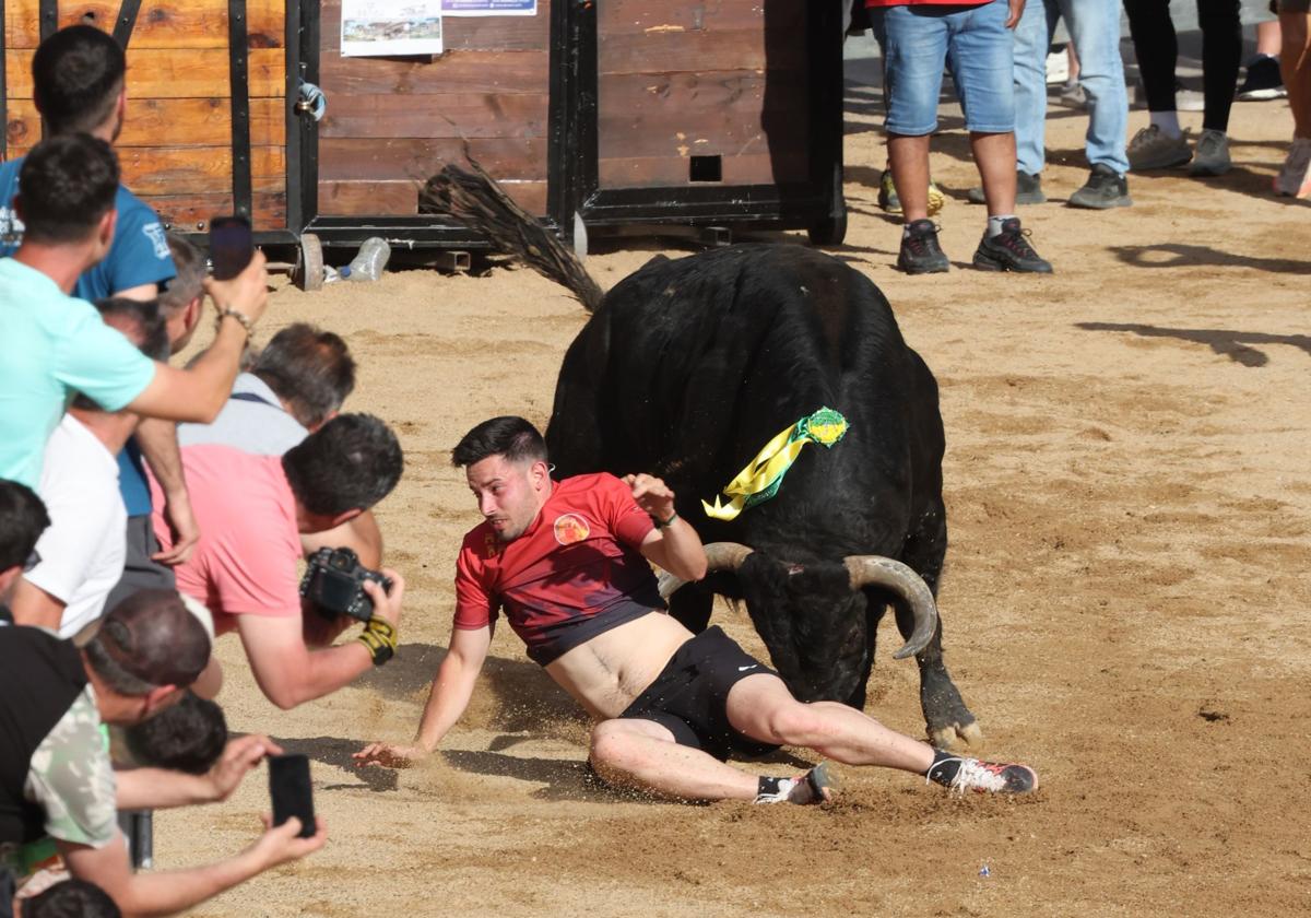 Corneado en el muslo en un encierro de Medina del Campo