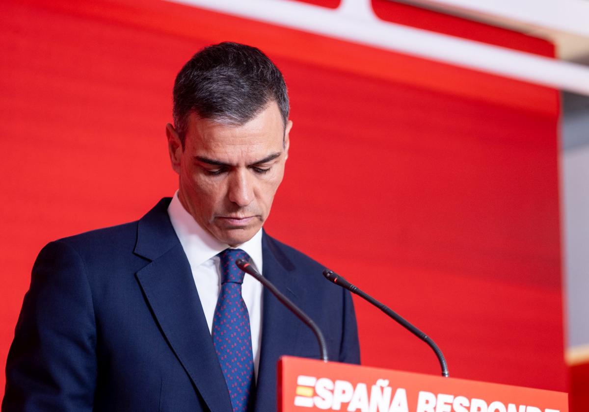 Pedro Sánchez, durante su comparecencia.