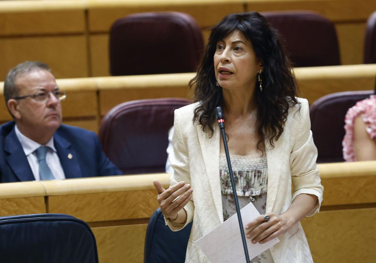 La ministra de Igualdad, Ana Redondo, interviene en una sesión del Pleno del Senado.