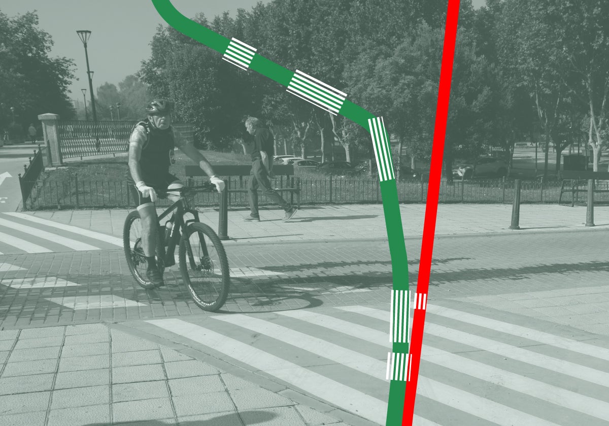 El carril bici de Isabel la Católica obliga a ceder el paso a peatones cada 55 metros