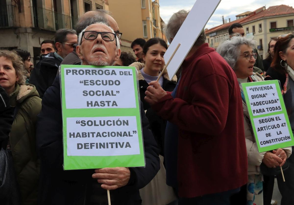 Concentración que se celebró en abril en Segovia 'contra el negocio de la vivienda'.