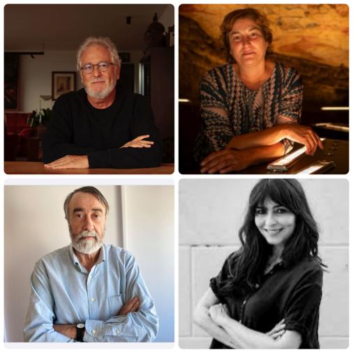 Arriba, de izquierda a derecha: Héctor Abad Faciolince y Pilar Fatas. Debajo: Pedro García Cuartango y Marta Fernández.