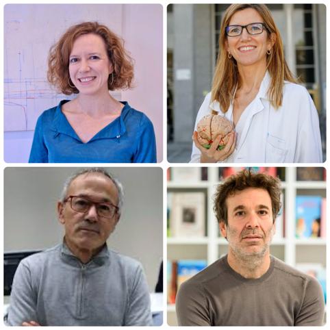 Arriba, de izquierda a derecha: Mónica Kurtis y Rosa Molina. Debajo: Antonio Corbillón y Mariano Sigman.