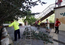 La asociación A. M. A El Pisuerga limpia el nuevo mirador sobre el río