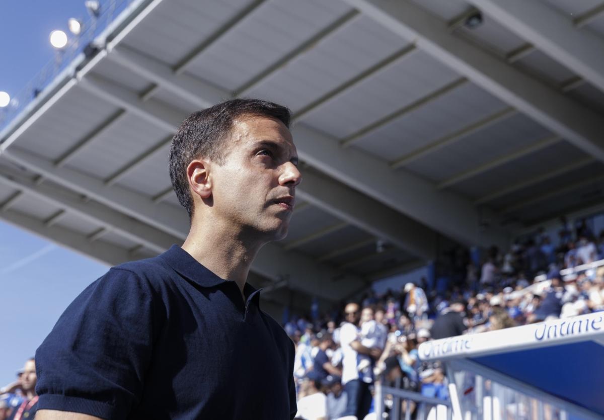 Borja Jiménez, antes del partido Leganés-Real Valladolid de la última jornada en Primera División.