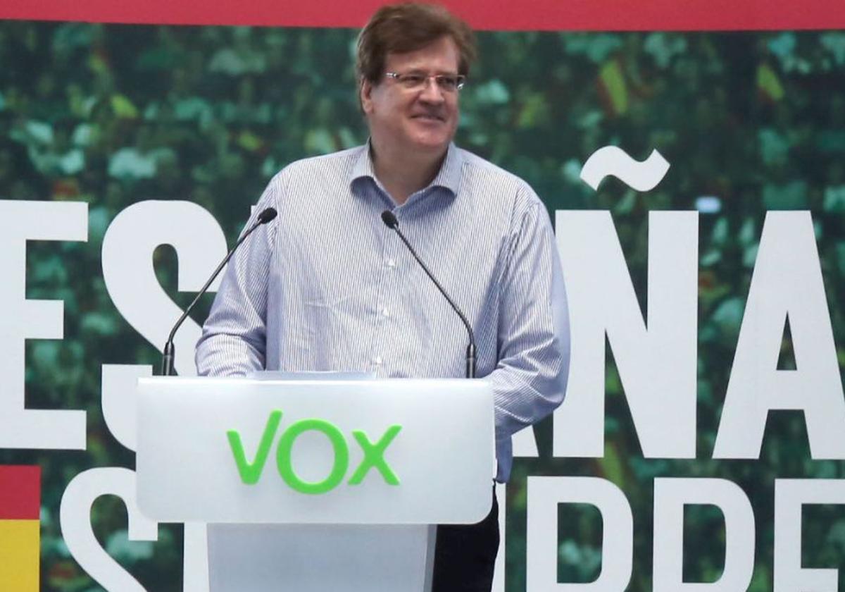 José Ignacio de Uribe Ladrón de Cegama, en un mitin de Vox en la plaza de toros de Arroyo de la Encomienda en octubre de 2019.