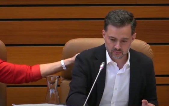 Ana Sánchez anima a Diego Moreno tras acabar de leer la enmienda técnica.