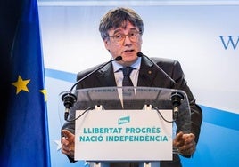 Carles Puigdemont, durante una rueda de prensa.