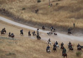 Caballistas durante uno de los encierros de 2024.