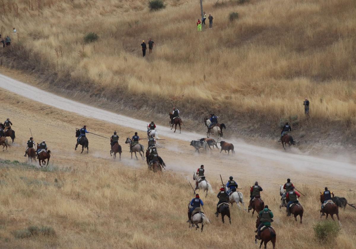 Caballistas durante uno de los encierros de 2024.