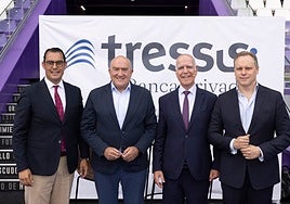 Guillermo Domínguez, Jesús Julio Carnero, José Miguel Maté, y Daniel Lacalle en el acto de celebración del aniversario