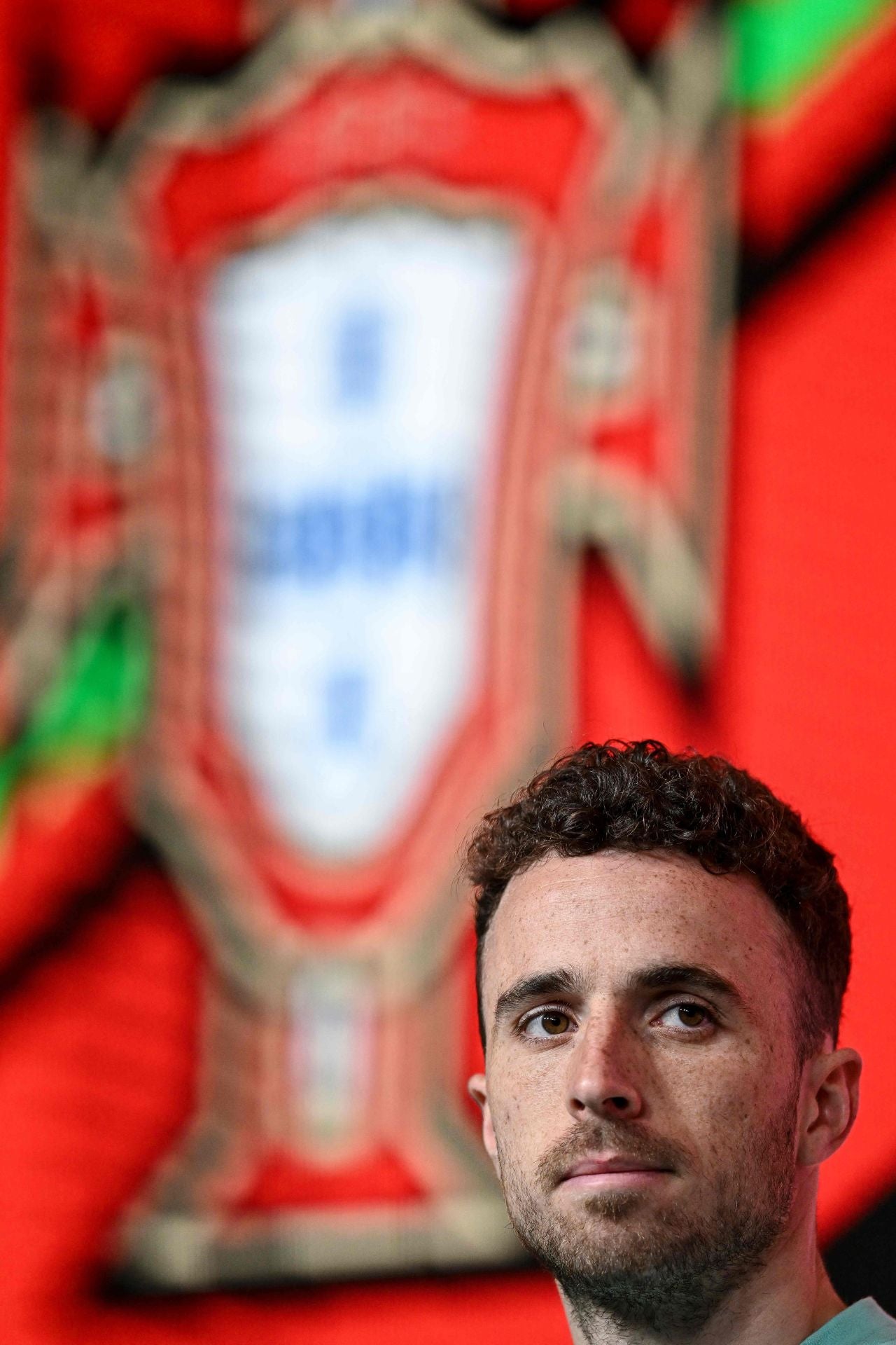 Diogo Jota en la rueda de prensa posterior al partido de UEFA Nations League contra República Checa.