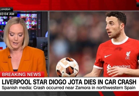 Emisión de la CNN con la información del fallecimiento de Diogo Jota en Zamora