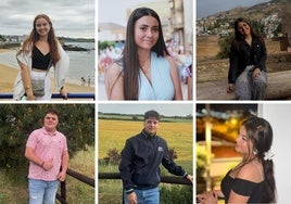 Damas y caballeros de las fiestas de Osorno: Esther Cuesta, Beatriz Belya, Ángela Arnaiz, Daniel Serna, Iván Gutiérrez y Saray Peláez.