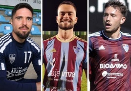 Rubén Yubero, Joshua Farrell y David López con los colores de la Segoviana.