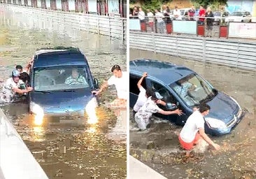 Un rescate al límite y un asilo anegado por la tromba en Medina del Campo