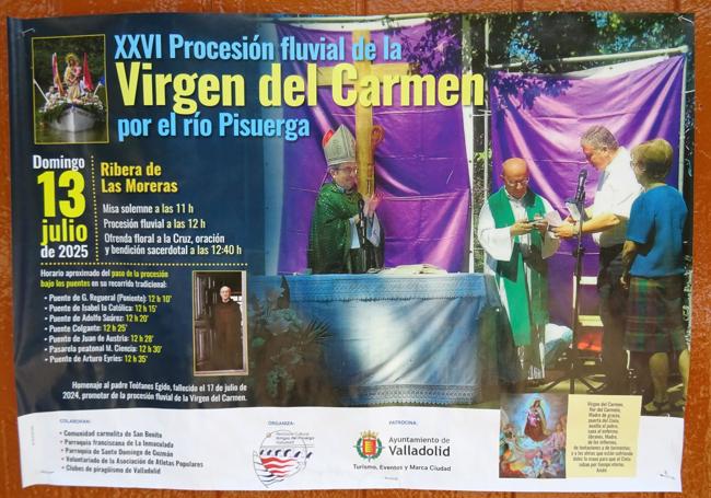 Cartel que anuncia la procesión fluvial del 13 de julio.