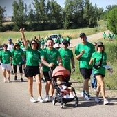 Participantes en la novena marcha contra el cáncer de Rioseco y la comarca.