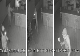 Momento en el que dos encapuchados irrumpen en el restaurante Sarmiento de Serrada.