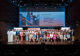 Representantes de las entidades promotoras de los proyectos en el acto celebrado en CaixaForum Madrid.