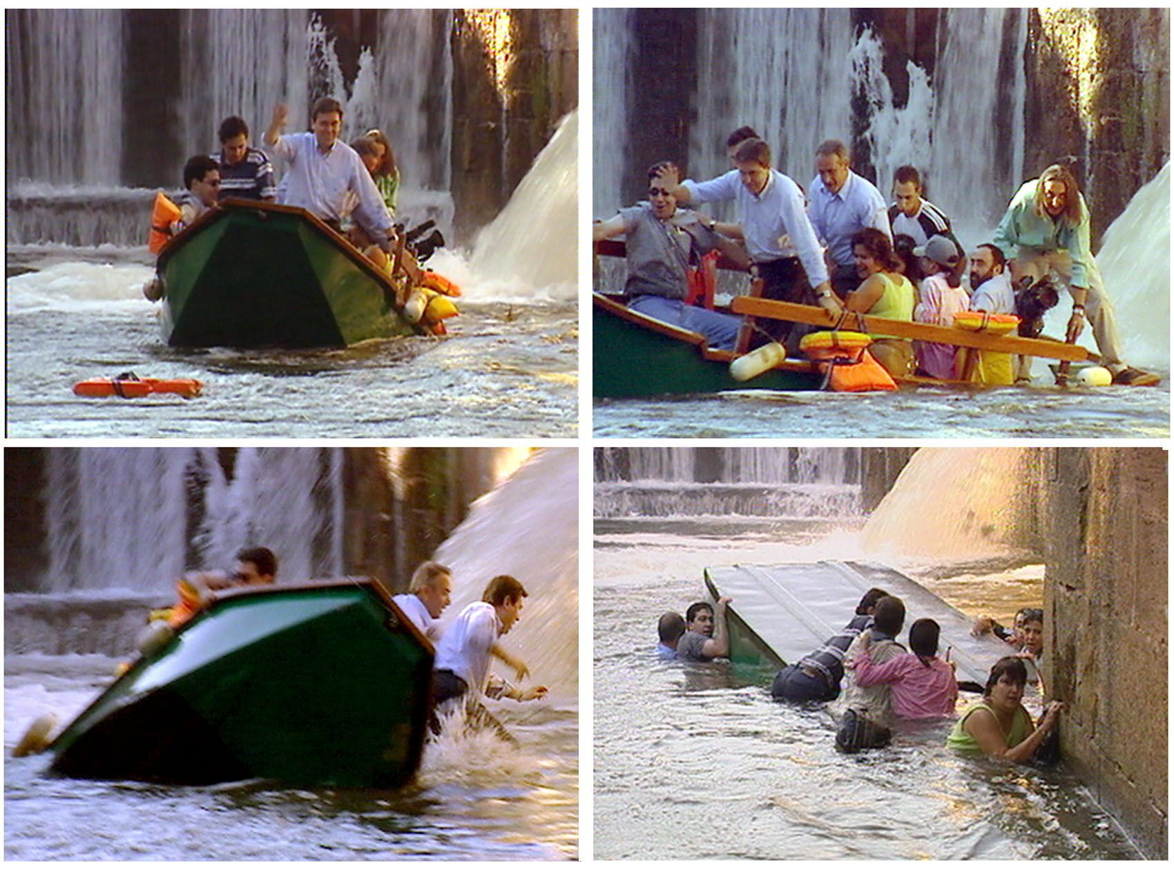 Imágenes del vuelco de la barca extraídas del vídeo que se grabó desde el otro bote.