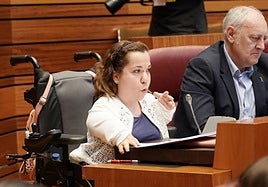 La procuradora socialista Noelia Frutos durante un pleno de las Cortes.