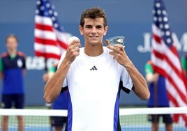Rafa Jódar, tras ganar el US Open junior.