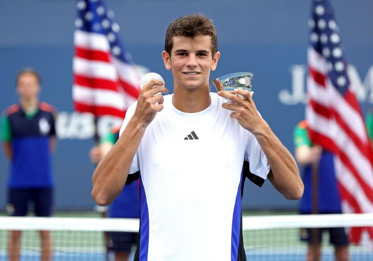 Rafa Jódar, tras ganar el US Open junior.