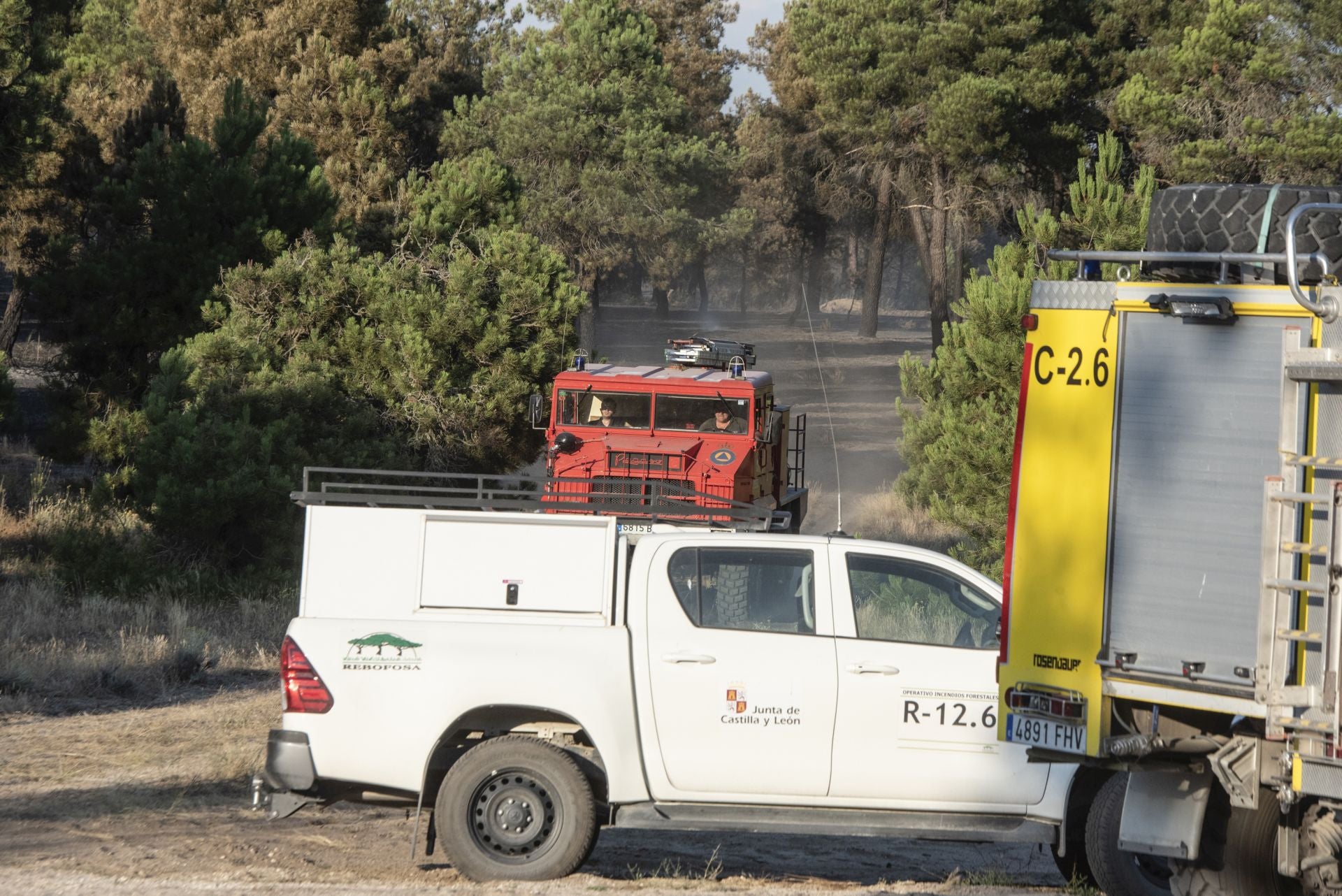 Fotos de los trabajos de extinción del incendio en Cuéllar