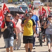 Trabajadores de Saeta Die Casting durante la manifestación del pasado 26 de junio.