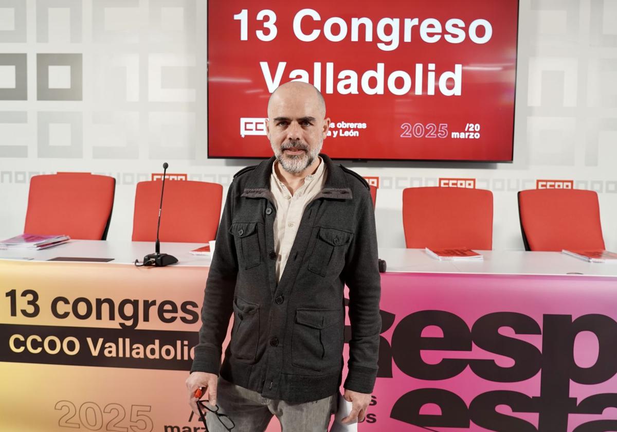 El delegado de CC OO en Valladolid, Raúl García, tras su reelección el pasado marzo.