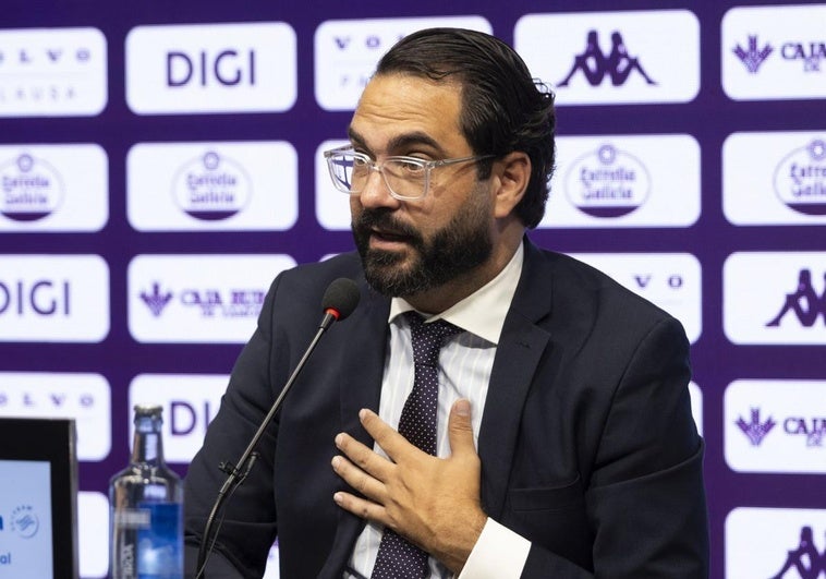 Víctor Orta, durante la rueda de prensa de este viernes en Zorrilla.