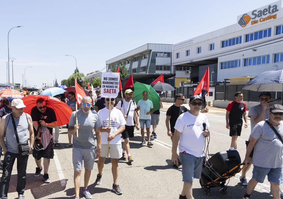 Manifestación de los trabajadores de Saeta, el pasado jueves.