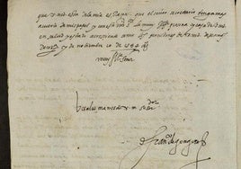 Final de la carta manuscrita de Luis de Góngora, en nombre de su tío Francisco.