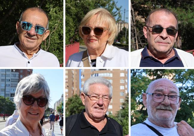 De izquierda a derecha y de arriba a abajo, Fernando González, María Dolores Martínez, Julián González, Mariló, Julio Rueda y Eugenio Cantera, los viandantes entrevistados.