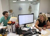 Daniel Robles y Teodora Teodosieva en el Hospital Río Carrión de Palencia.