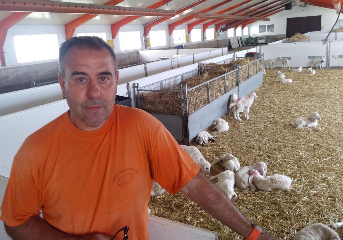 Alberto García Torés, en su granja desarrollo ovino AGM.