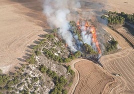 Vista aérea del incendio.