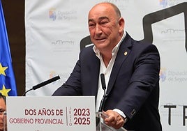 Miguel Ángel de Vicente, durante la rueda de prensa de balance de los dos años de mandato en la Diputación de Segovia.