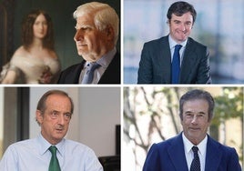Carlos Fitz James Stuart y Martínez de Irujo, marqués de Valdunquillo (y duque de Alba); Fernando Ramírez de Haro y Aguirre, marqués de Villanueva de Duero; Ignacio de Colmenares y Brunet, marqués de Olivares; y Ioannes Osorio, conde de Fuensaldaña.