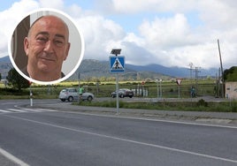 Rotonda de Peñas del Erizo de la que partiría el vial y el presidente de la Diputación de Segovia, Miguel Ángel de Vicente.