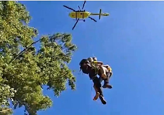 El 112 rescata al herido en Boecillo.