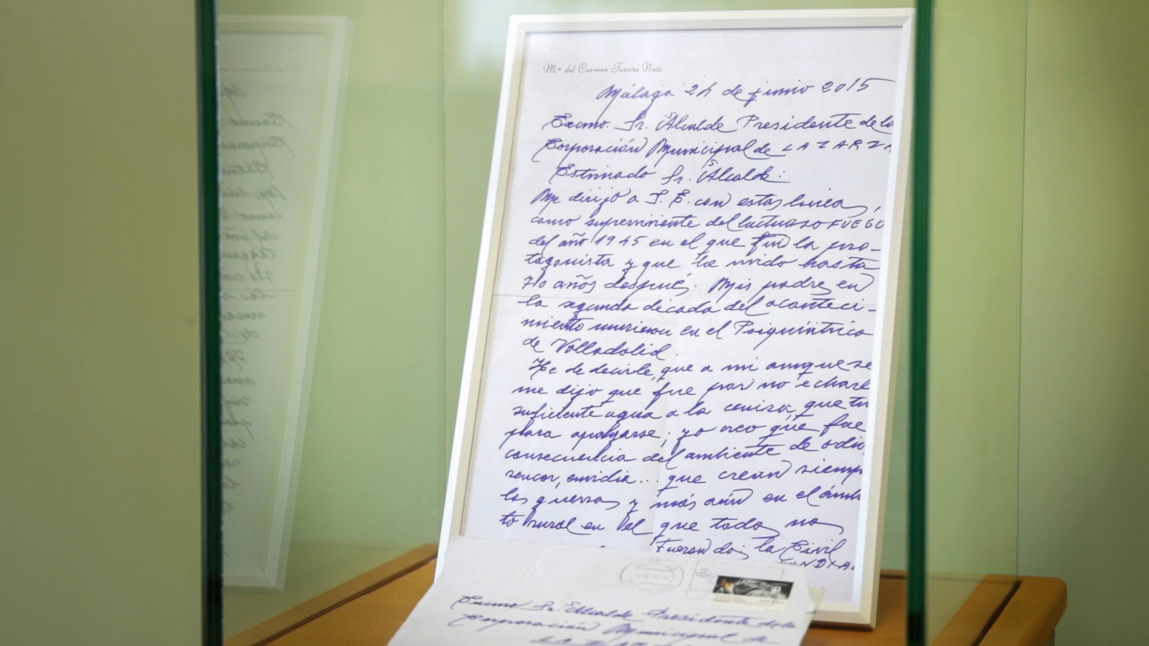 Carta original enviada por María del Carmen Fuentes Nieto, quien supuestamente originó el fuego de La Zarza en 1945.
