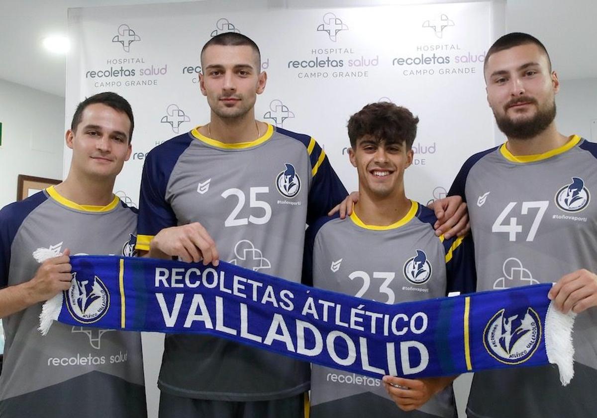 De izquierda a derecha: Jorge Serrano, Rares Fodorean, Álex Díaz y Stjepan Jozinovic. Nuevos fichajes del Recoletas Atlético Valladolid.