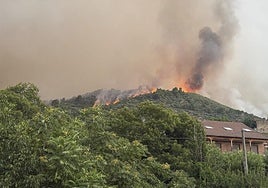 Estado del incendio forestal en las inmediaciones de El Arenal, el miércoles.