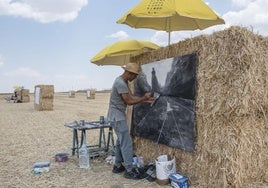 Uno de los parrticipantes, este sábado, en el certamen 'Arte y Naturaleza', en la localidad de Espirdo.