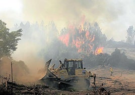 Efectivos trabajan en el incendio de Cuevas del Valle, durante la semana pasada.