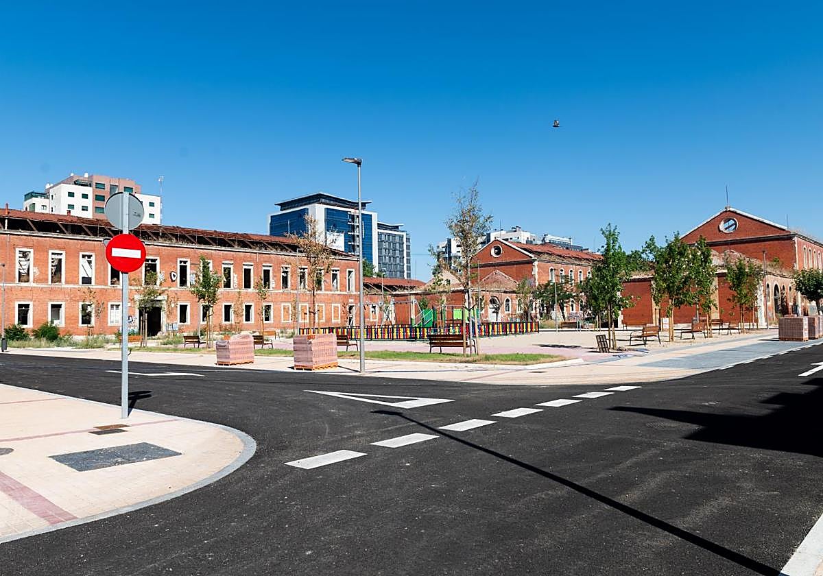 Zona ya urbanizada en los antiguos cuarteles de Conde Ansúrez.