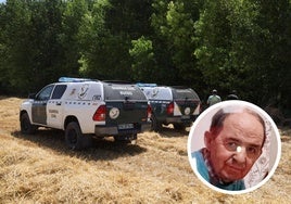 Efectivos de los GEAS durante las labores de búsqueda. A la derecha, José Antonio Izquierdo, el hombre desaparecido desde el sábado en Camporredondo.